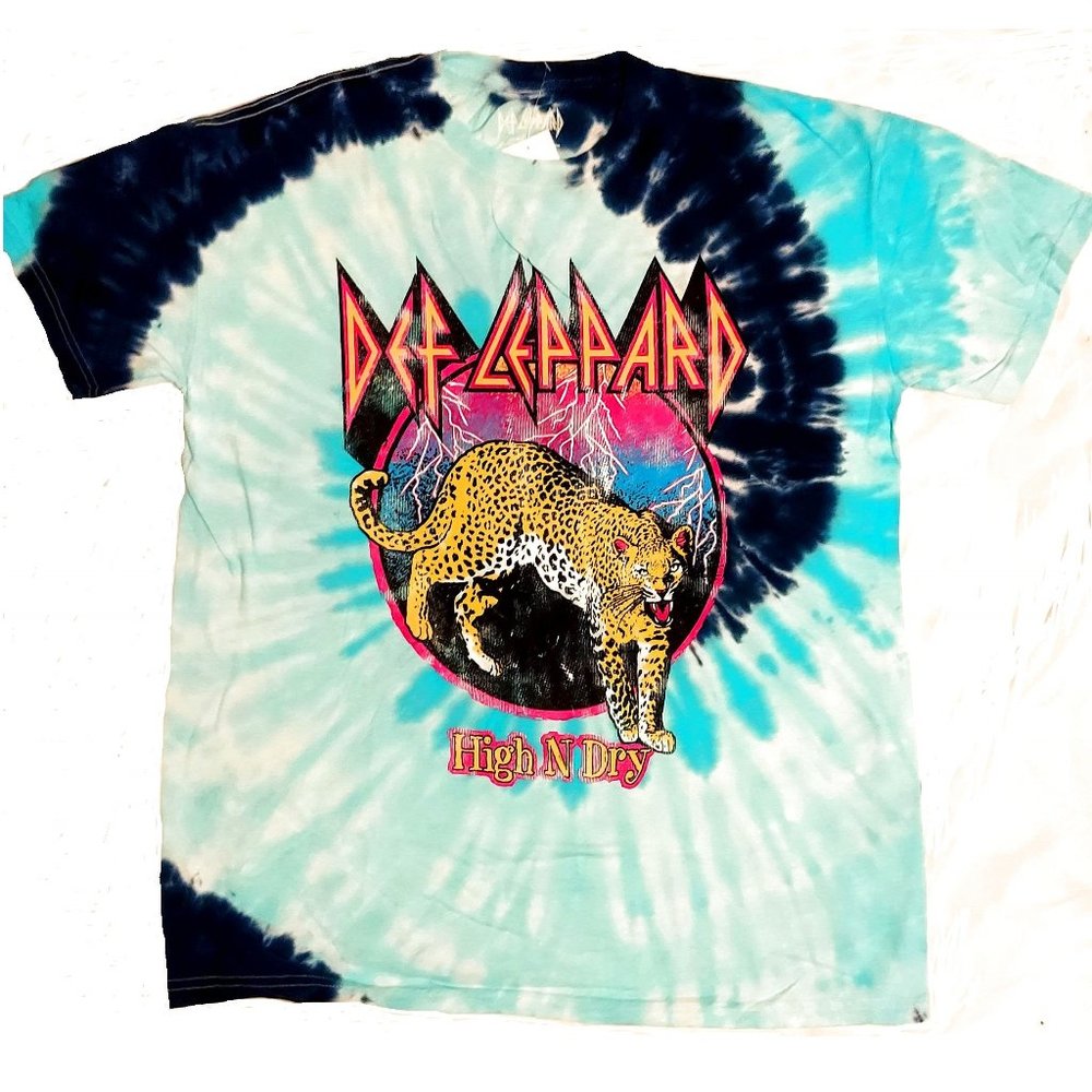Def Leppard High N Dry Tie Dye metal rock Official T-Shirt 2XL XXL NWT